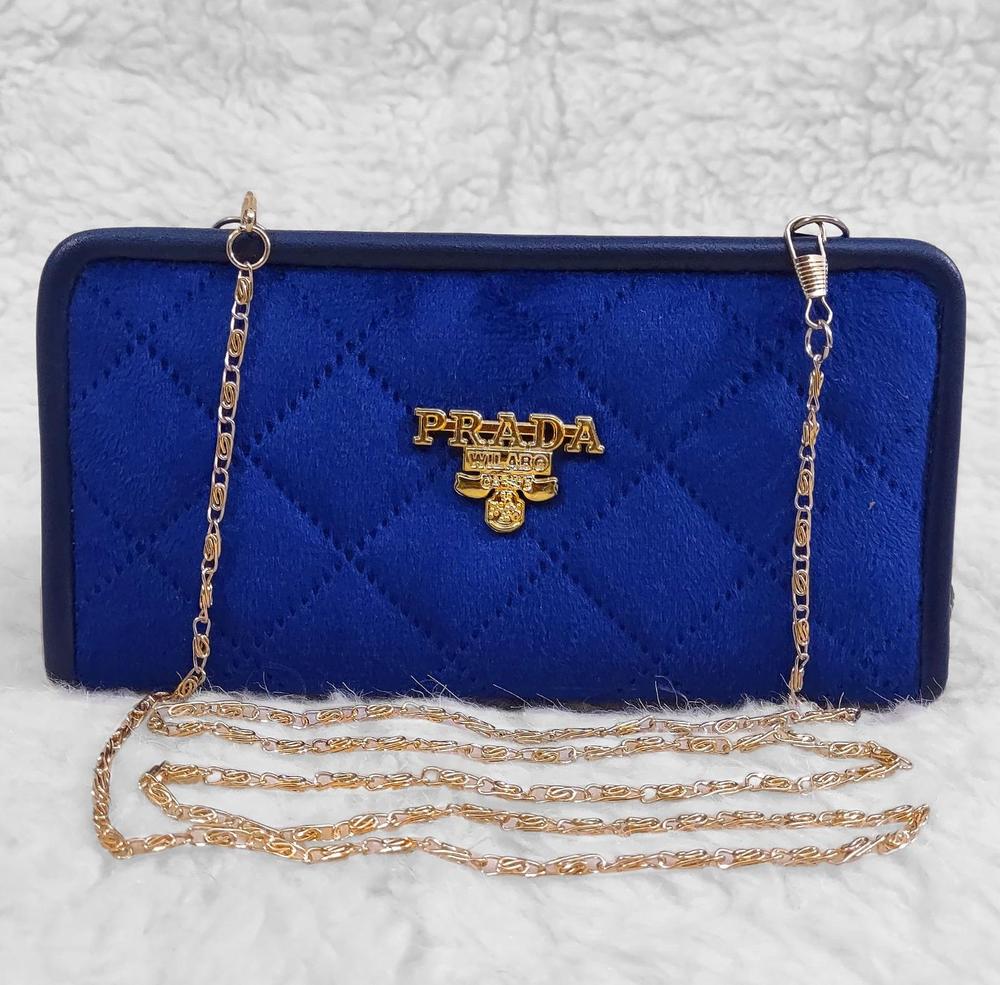 Hand and Shoulder Wallet for Girls with Long Golden Chain
