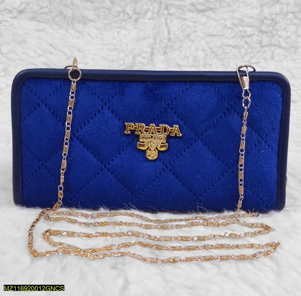 Hand and Shoulder Wallet for Girls with Long Golden Chain