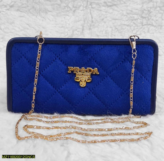 Hand and Shoulder Wallet for Girls with Long Golden Chain