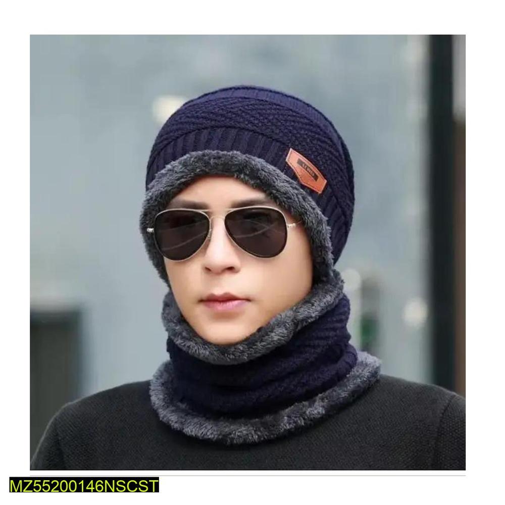 Beanie Wool Cap With Neck Warmer