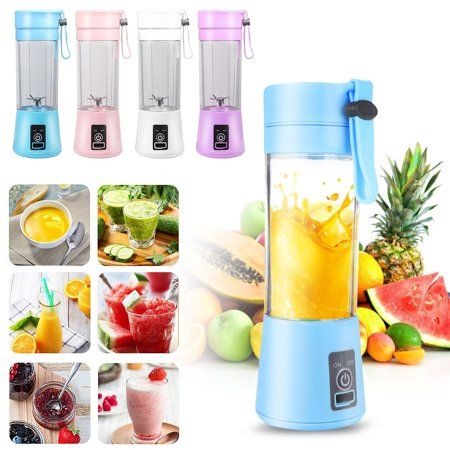 Rechargeable Portable Mini Juicer Blender – 6 Blades, 380ml Outdoor Juicing Cup