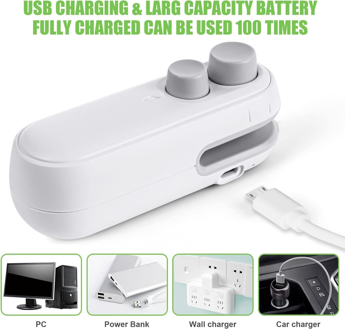 1 Pc Mini Heat Sealing Machine 2-In-1 Cutter & Sealer With USB Cable