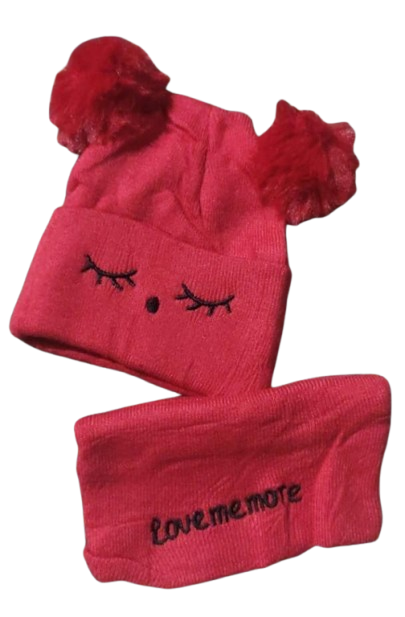 Kids Cozy Red Wool Beanie and Neck Warmer Set